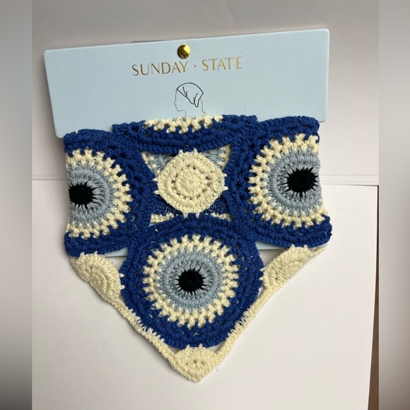 NWT ⚜️🧿⚜️ Crochet Evil Eye Head Scarf Bandana Knit For Head Wrap - Picture 10 of 17
